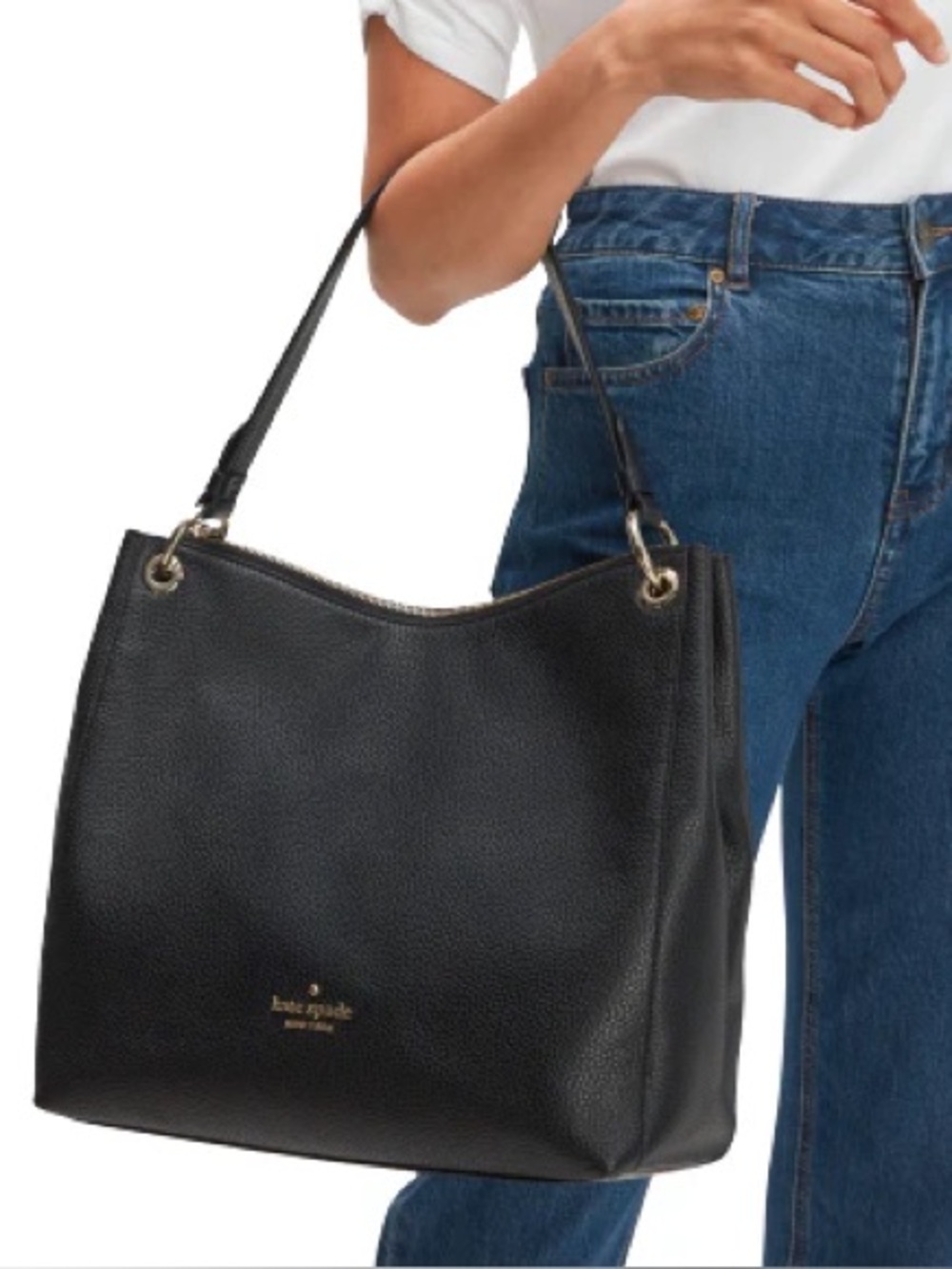 kate spade Kat Black Pebble Leather Shoulder Bag - Picture 2 of 16
